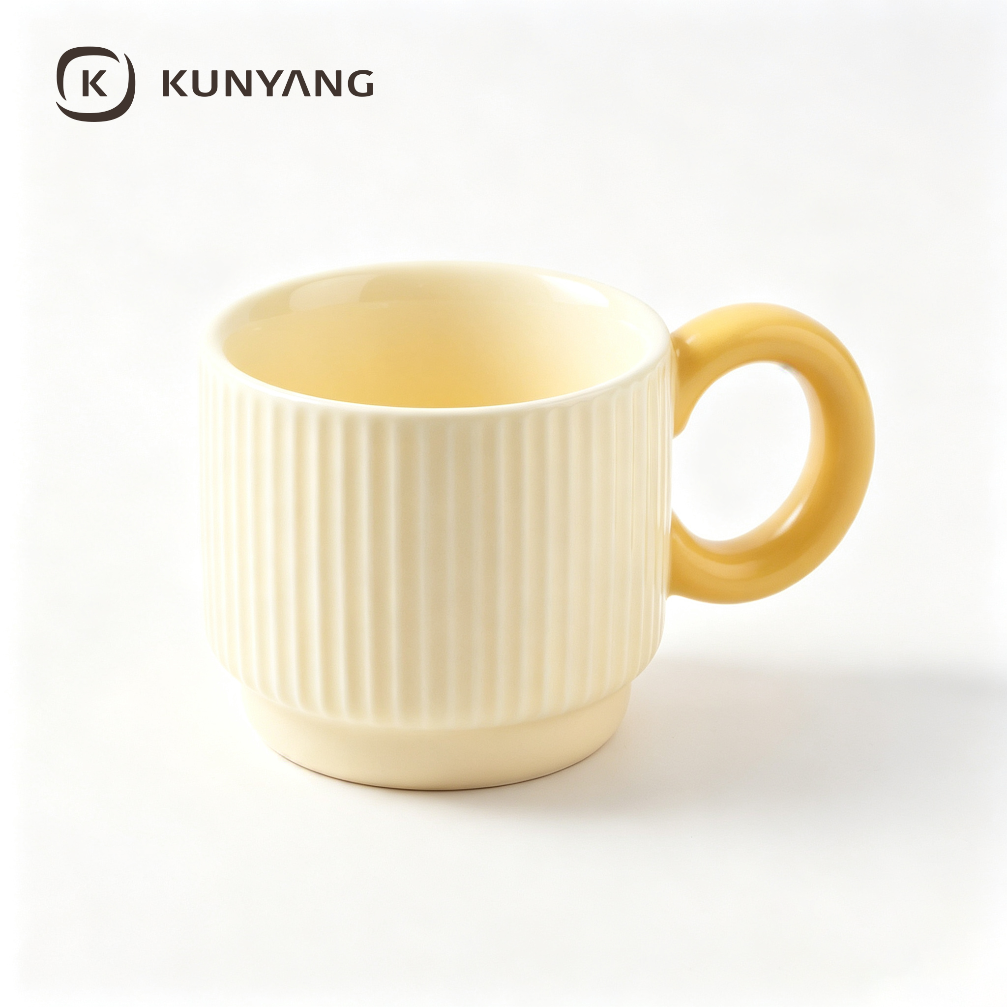 Yellow Vertical Striped Ceramic Mug