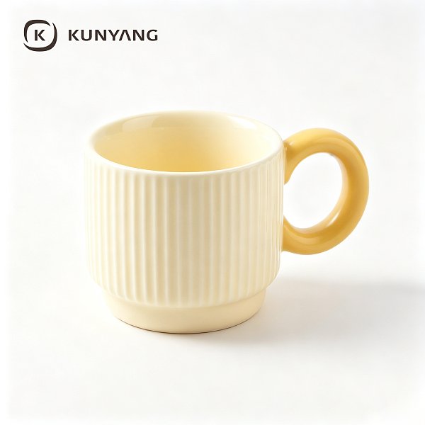 Yellow Vertical Striped Ceramic Mug