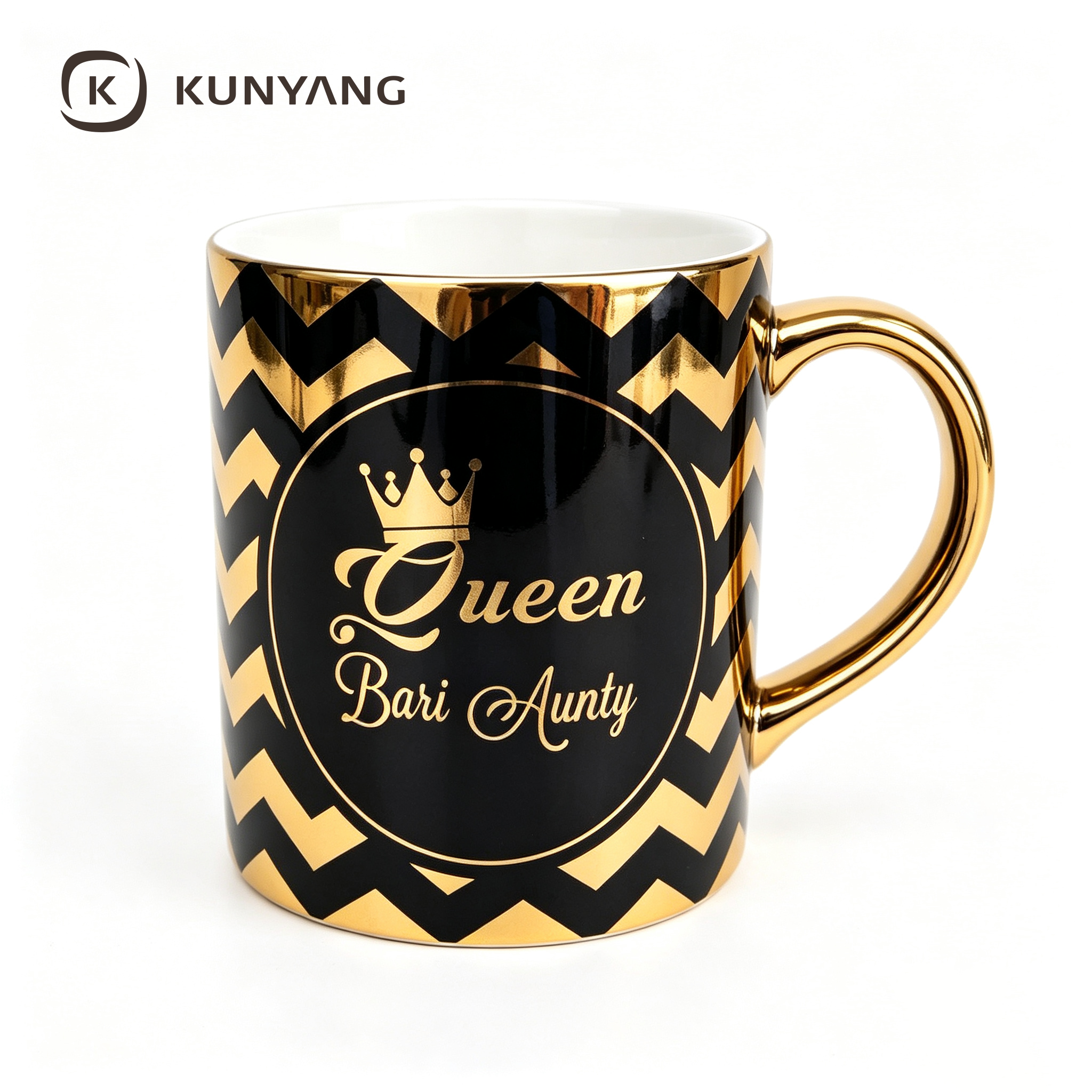 Queen Gold Chevron Ceramic Mug