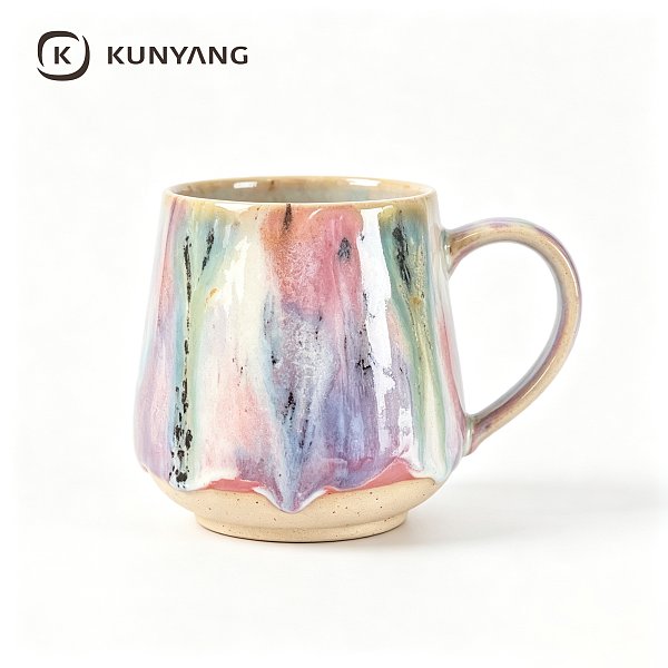 Marbled Color Faceted Ceramic Mug