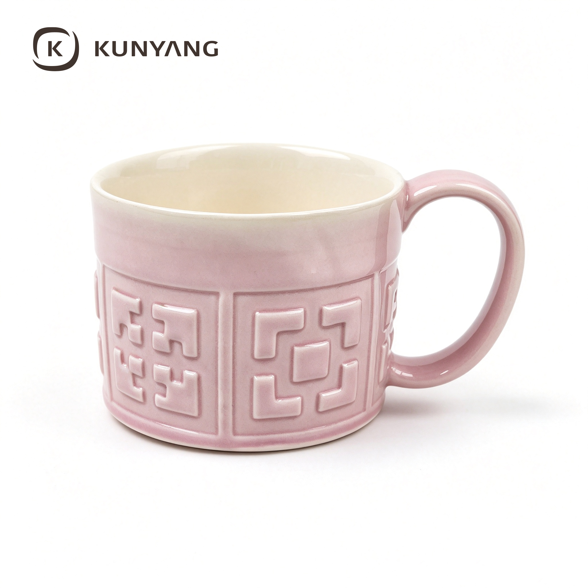 Embossed Chinese Pattern Pink Mug