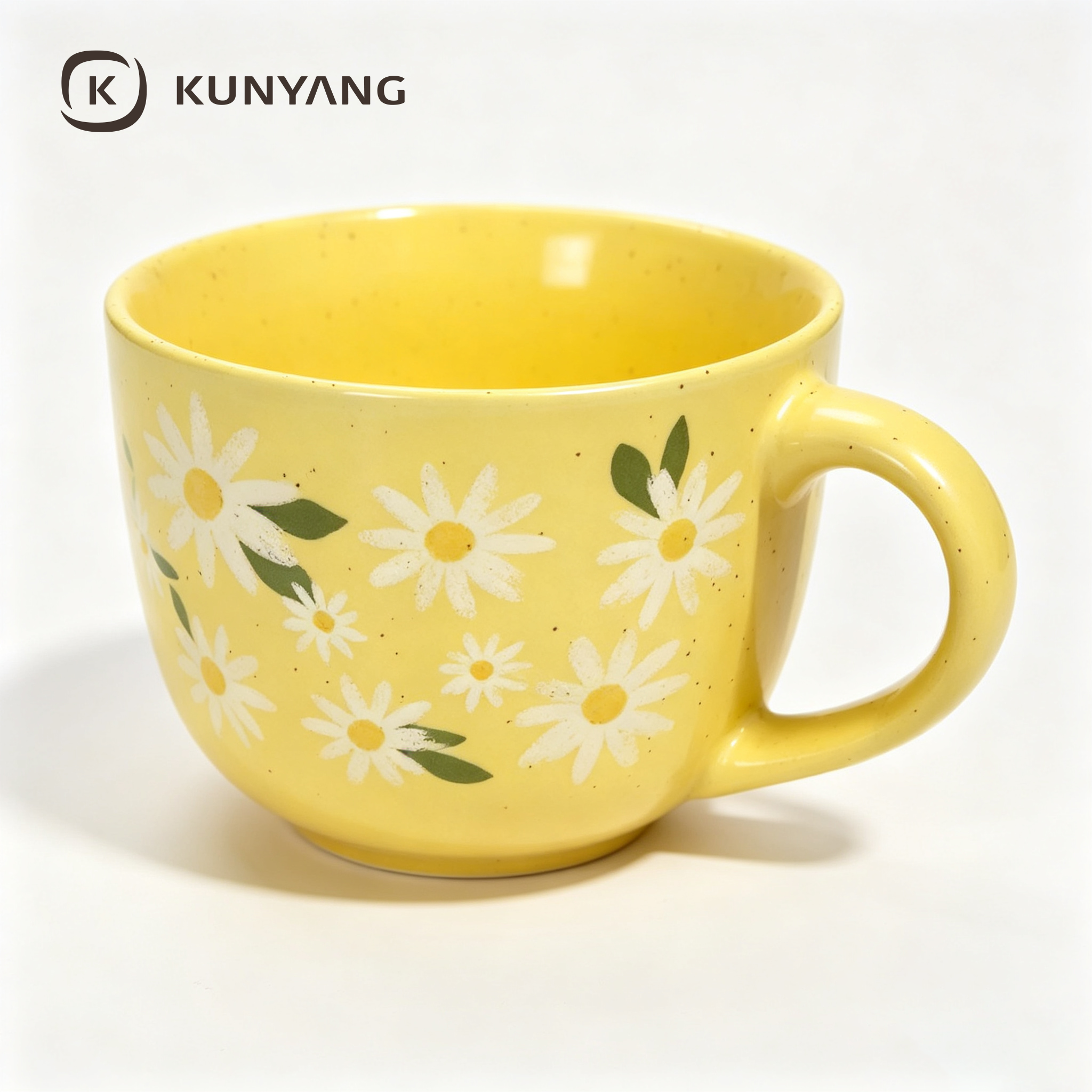 Painted Daisy Yellow Ceramic Mug