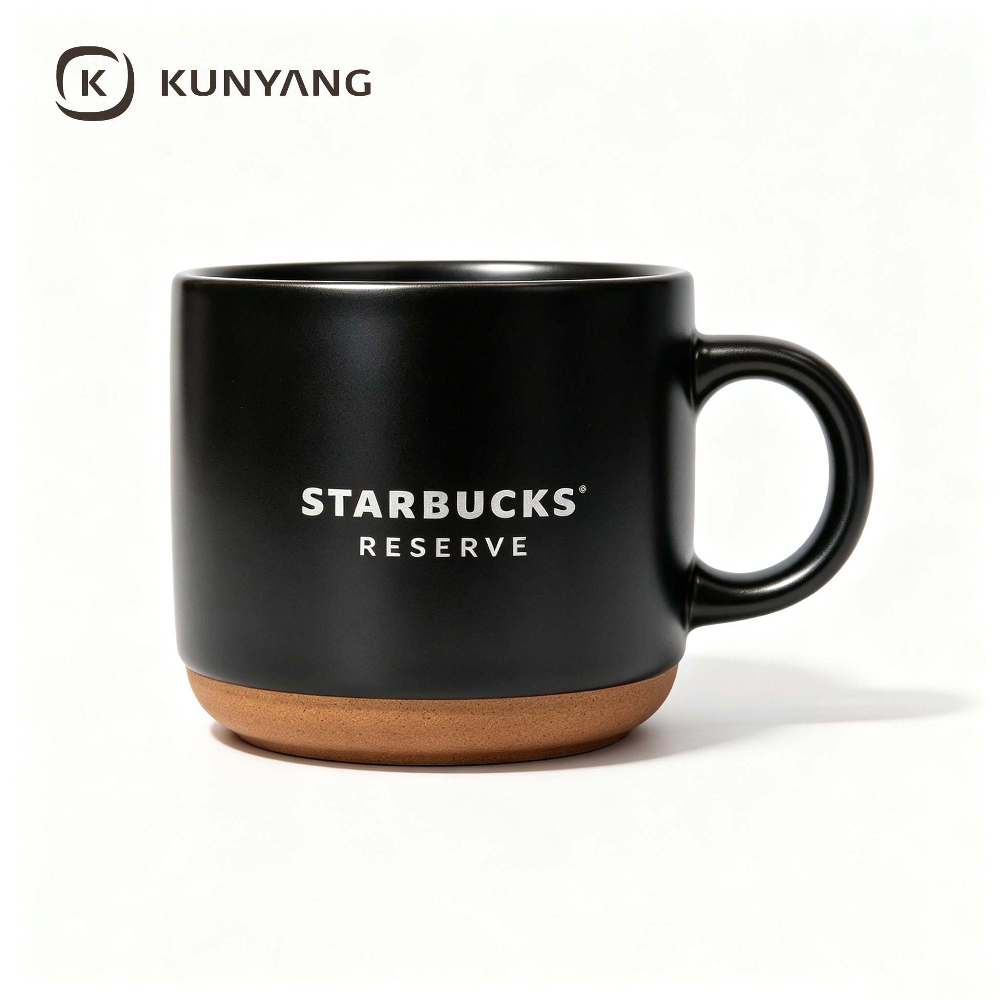 Black Terracotta Bottom Text Embossed Ceramic Coffee Mug