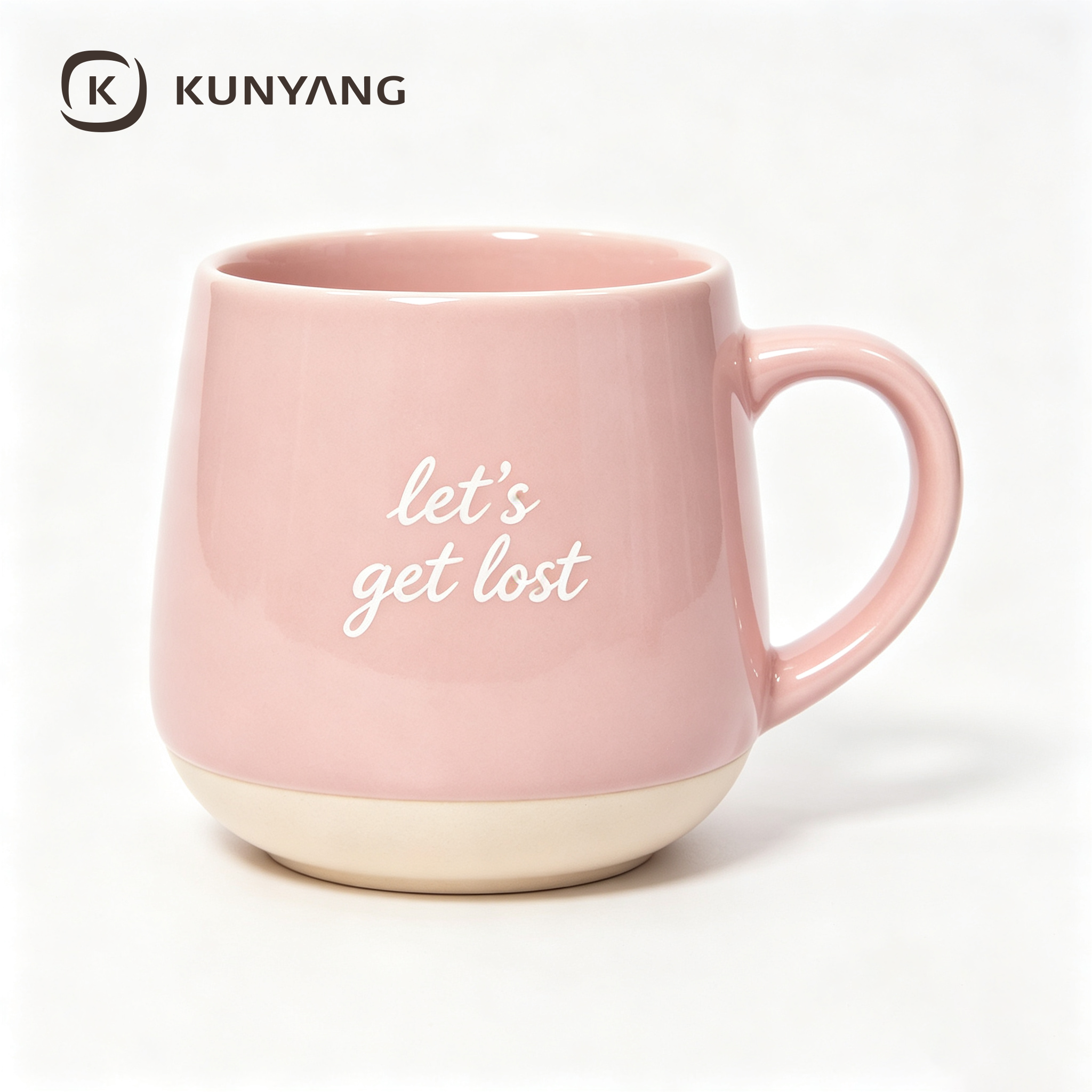Pink Two Tone Embossed Letter Ceramic Mug