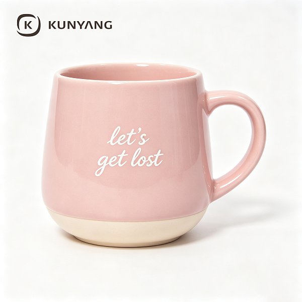 Pink Two Tone Embossed Letter Ceramic Mug