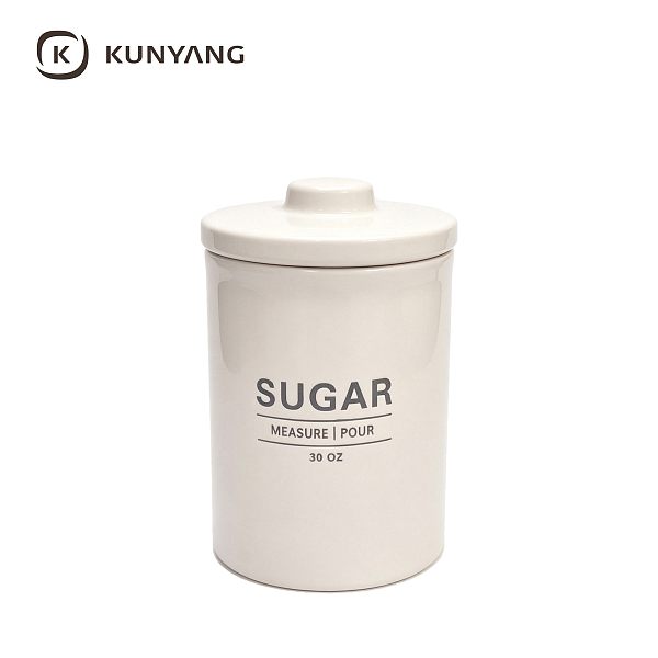 White Ceramic Coffee Canister with Lid