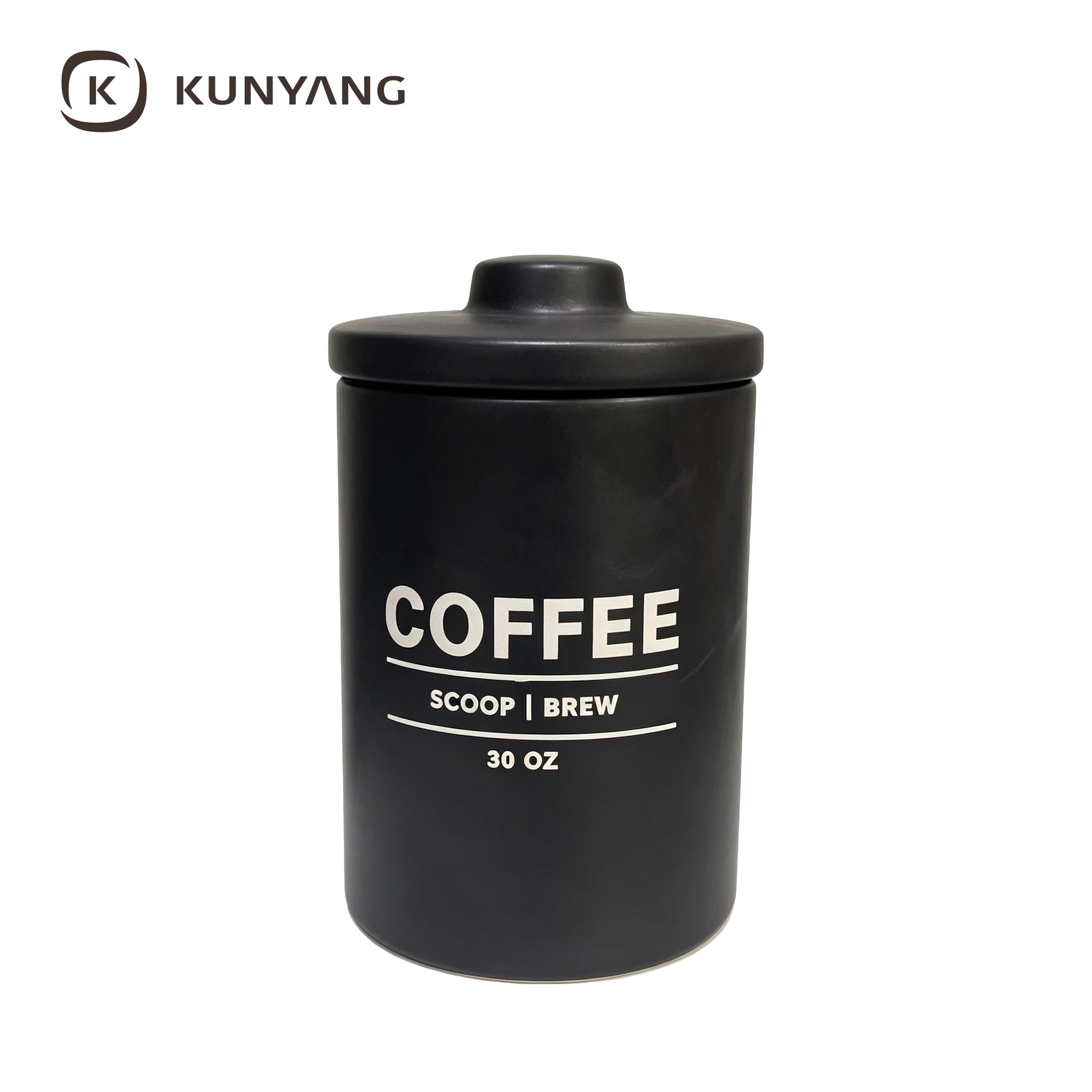 Black Ceramic Coffee Canister with Lid
