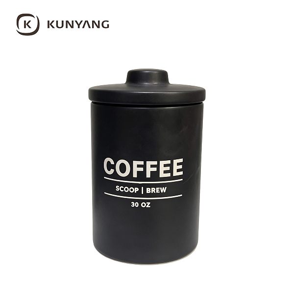 Black Ceramic Coffee Canister with Lid