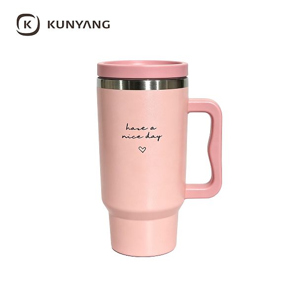 Pink Handle Stainless Steel Insulated Tumbler