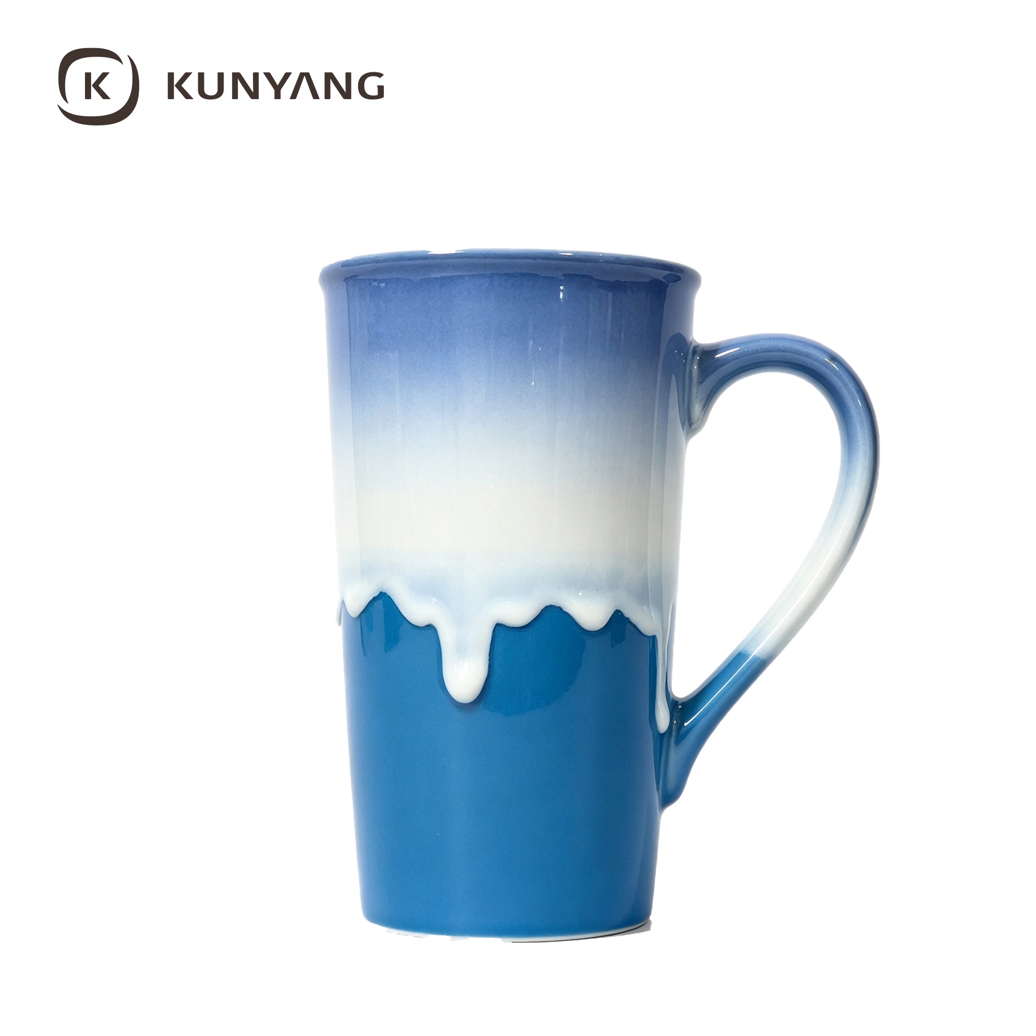 Blue Gradient Drip Glaze Ceramic Mug