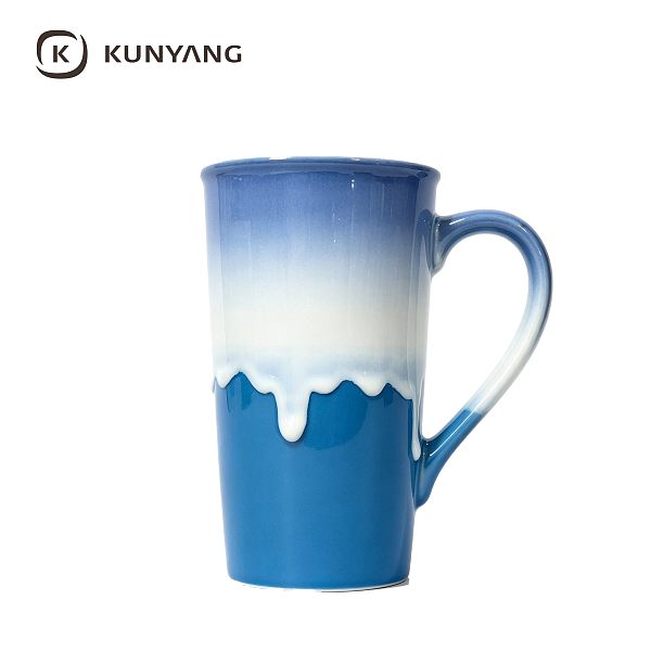 Blue Gradient Drip Glaze Ceramic Mug