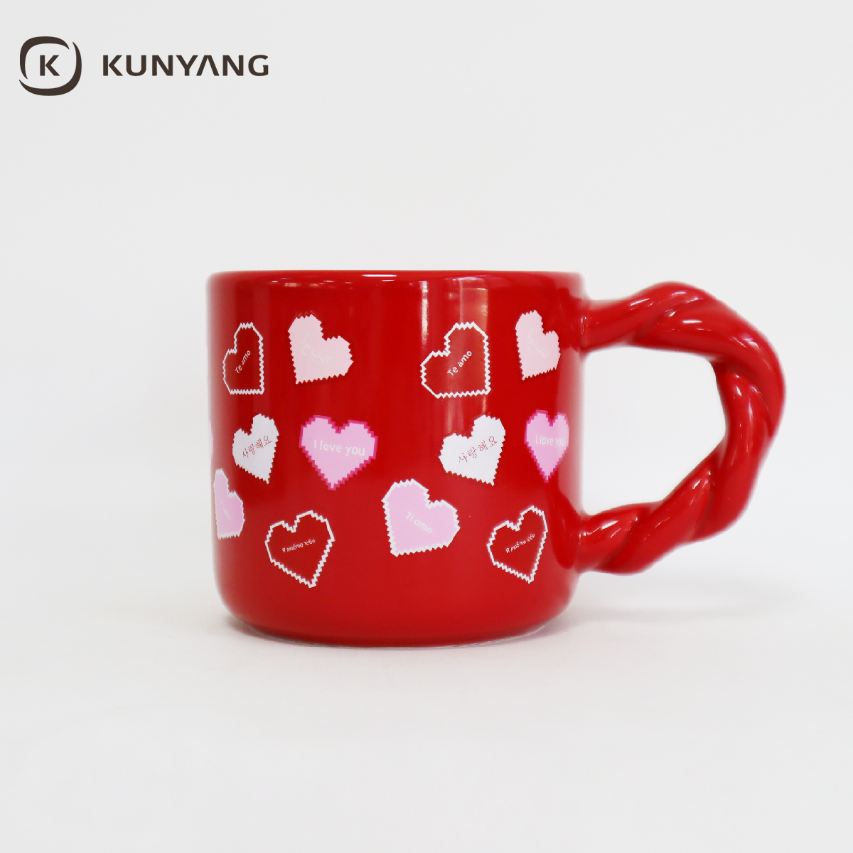 Twisted Handle Heart Ceramic Mug