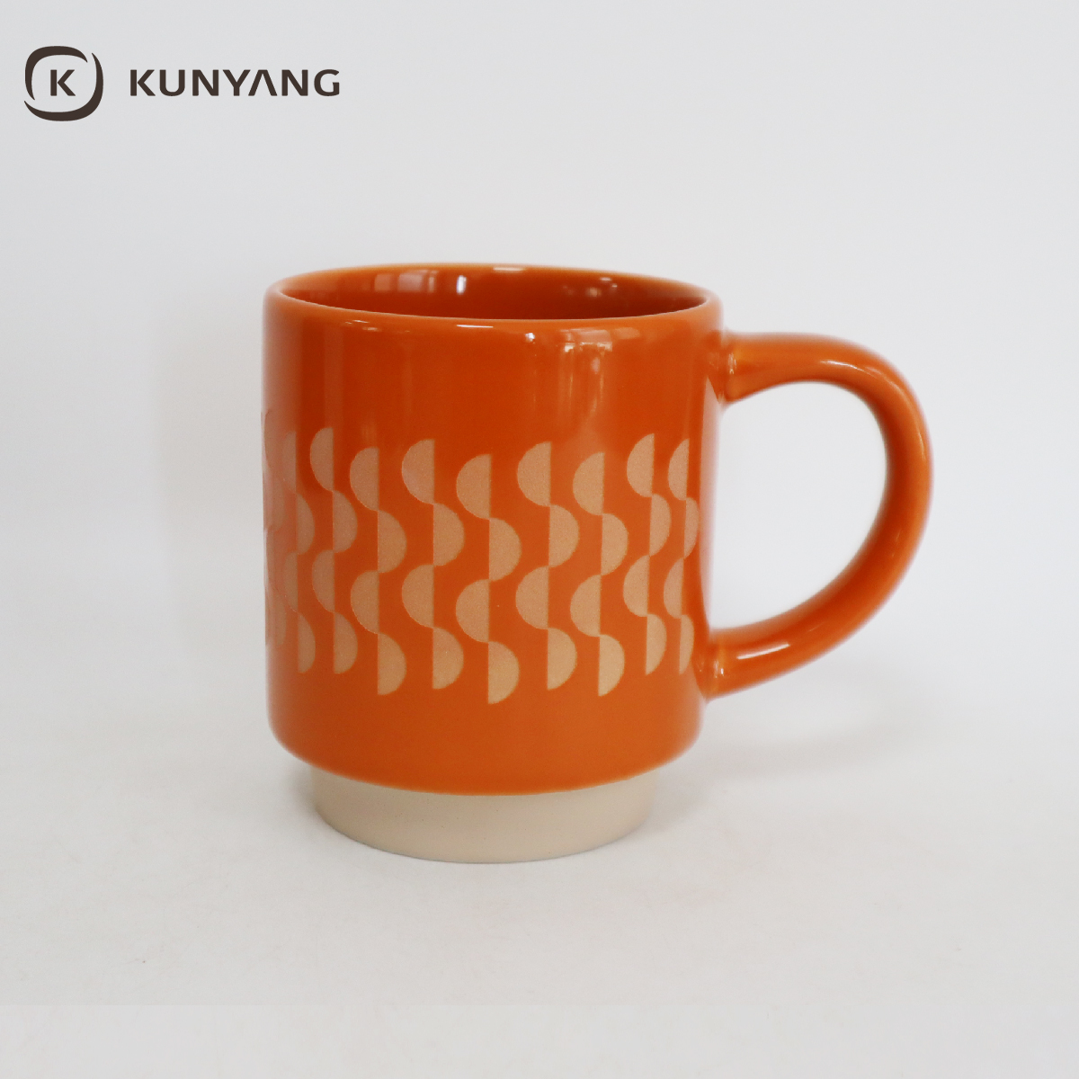 Embossed Striped Ceramic Coffee Mug