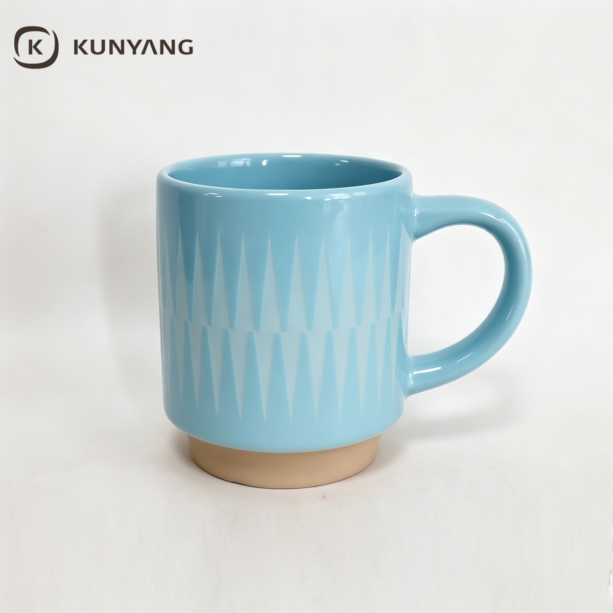 Embossed Striped Ceramic Coffee Mug