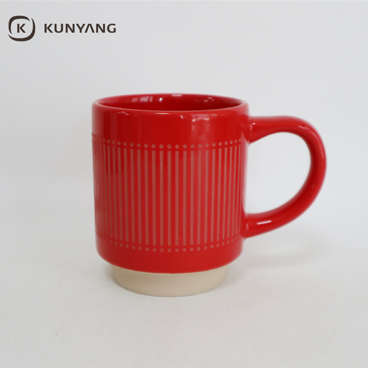 Embossed Striped Ceramic Coffee Mug