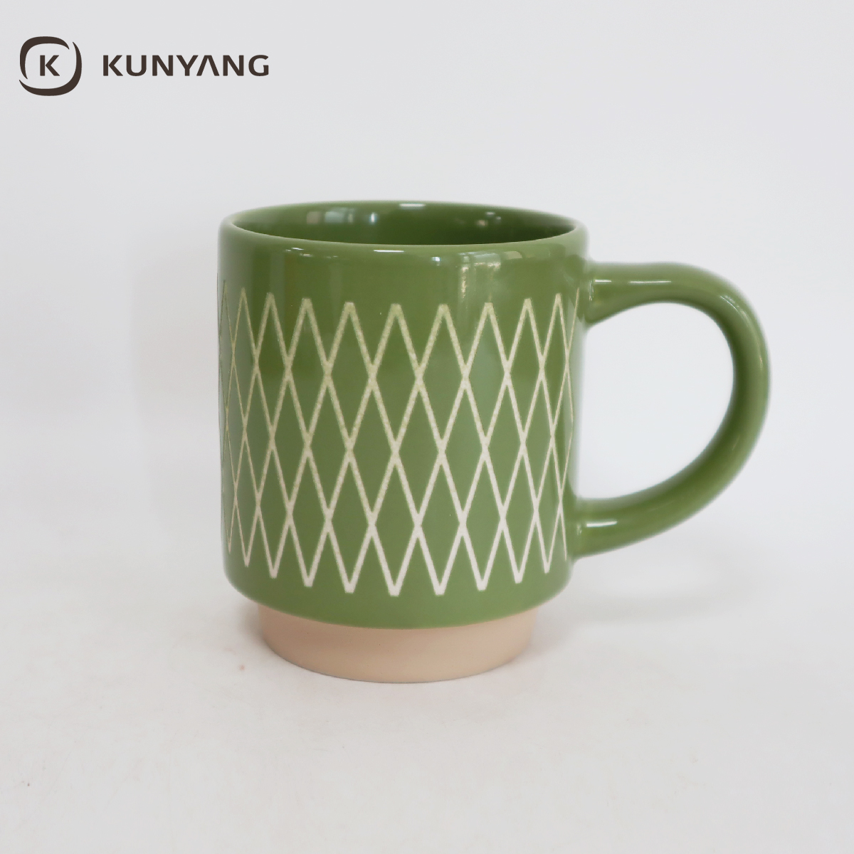 Embossed Striped Ceramic Coffee Mug