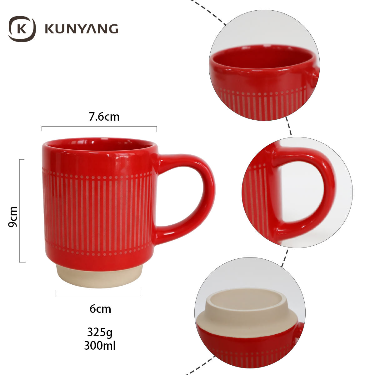 Embossed Striped Ceramic Coffee Mug