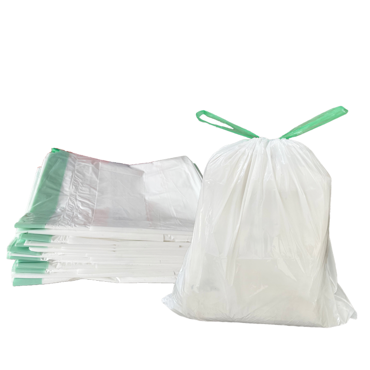 drawstring garbage bag on roll green