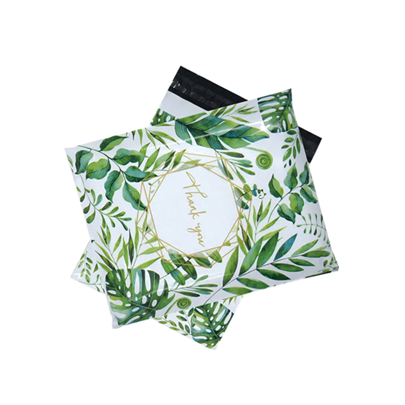 leaf printing thank you courier bag