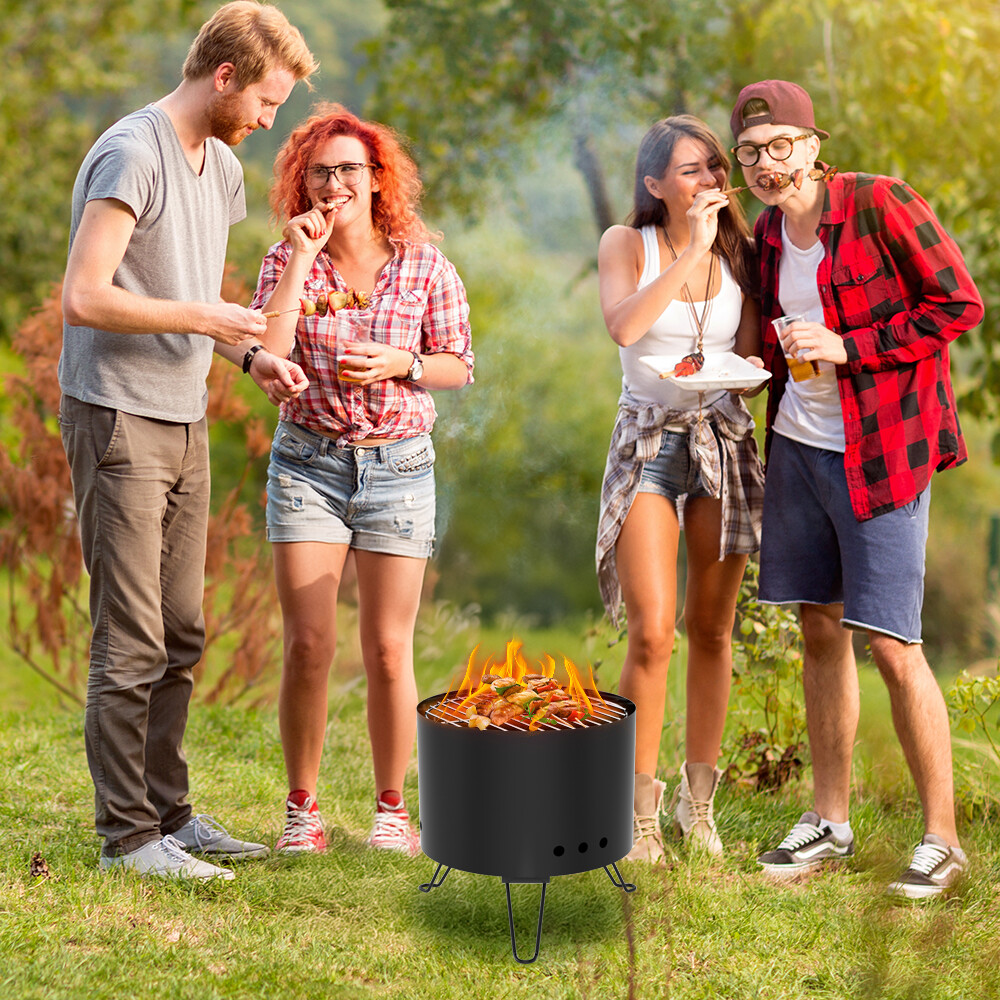 Black foldable barbecue stove