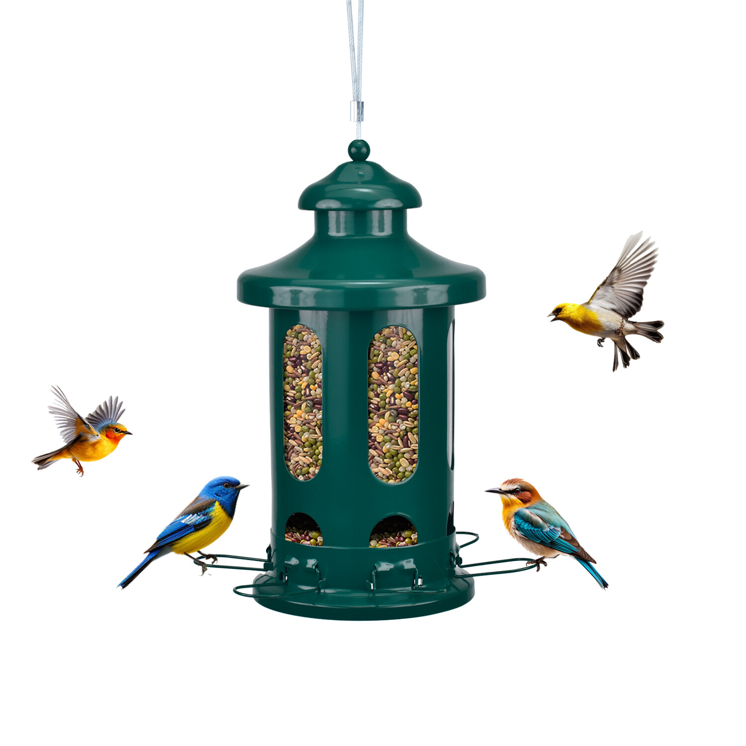 b Shop Lantern bird feeder - dark green