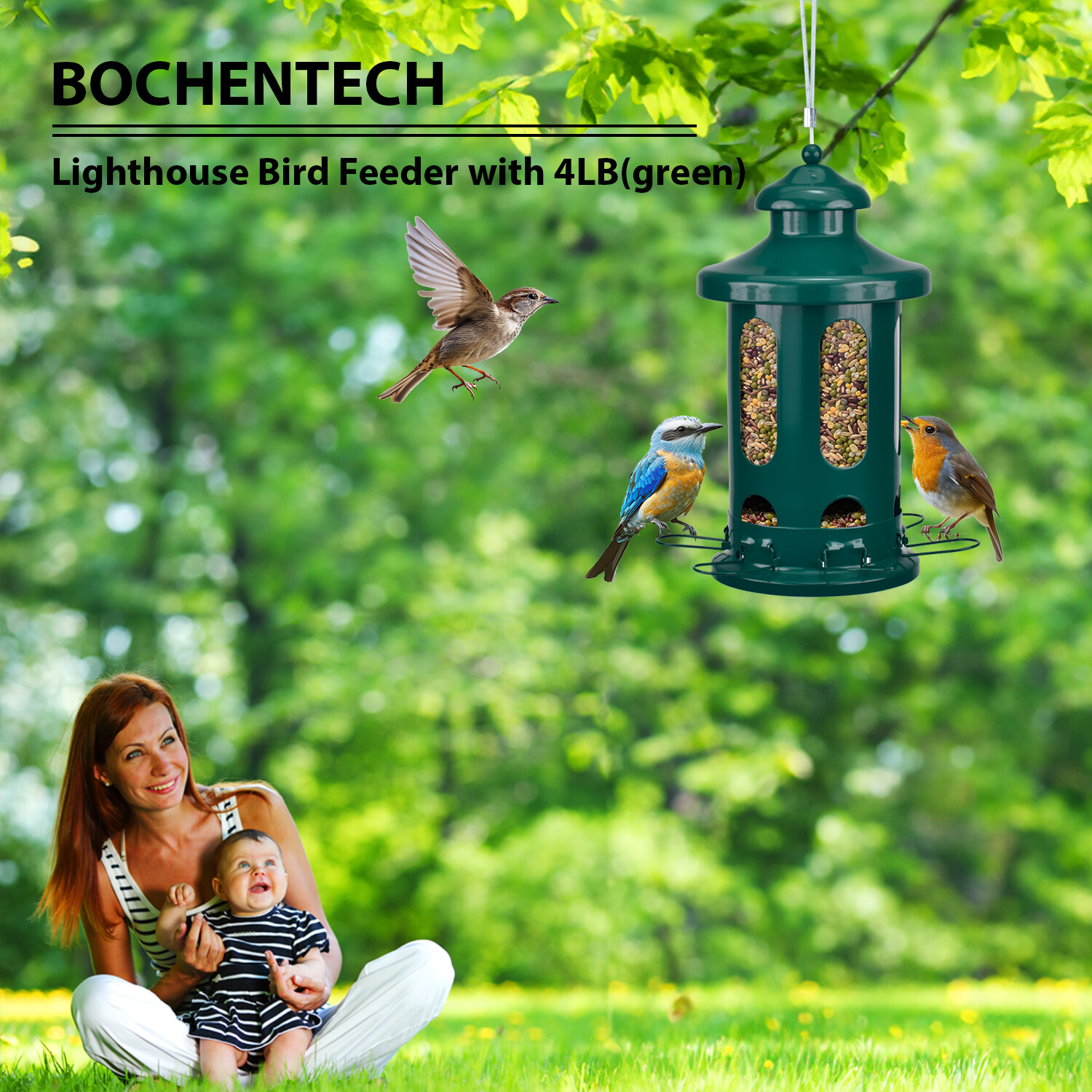 b Shop Lantern bird feeder - dark green