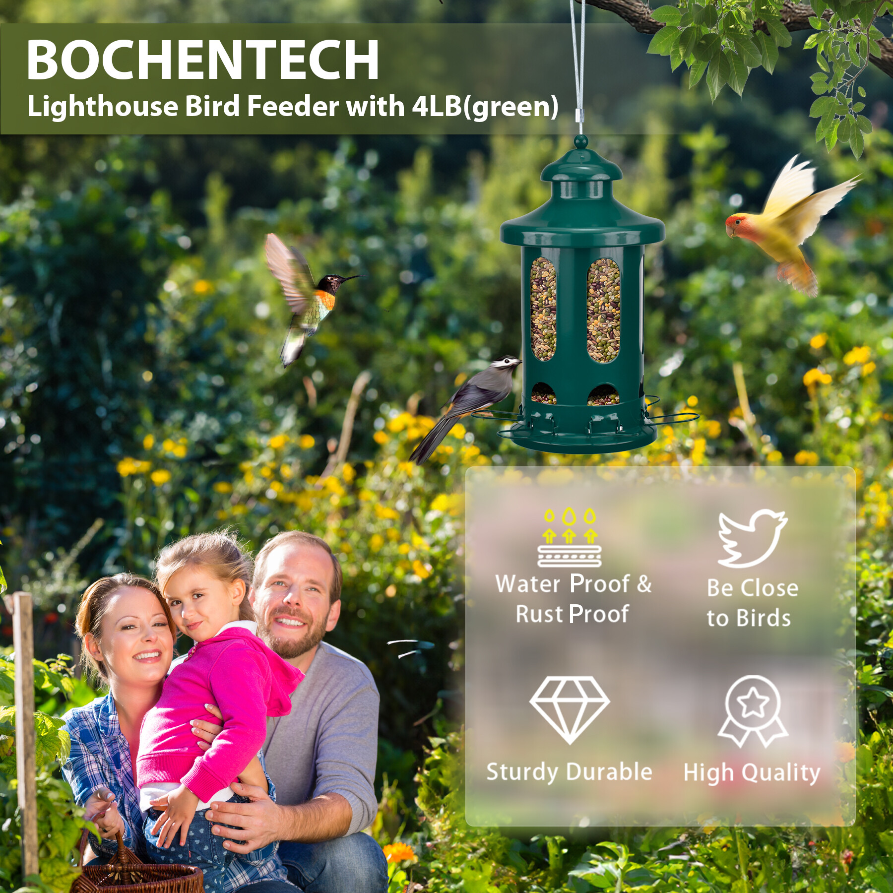 b Shop Lantern bird feeder - dark green