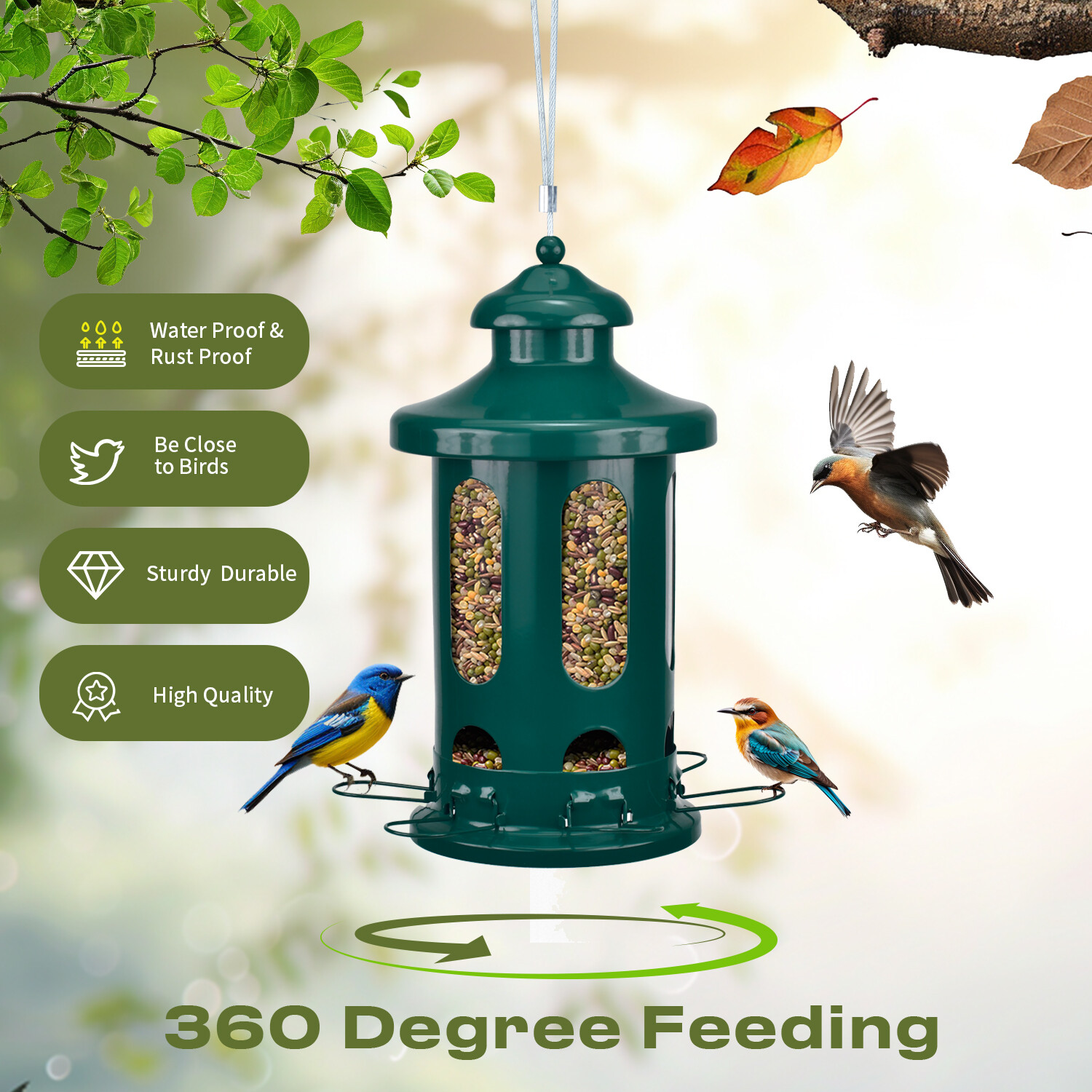 b Shop Lantern bird feeder - dark green
