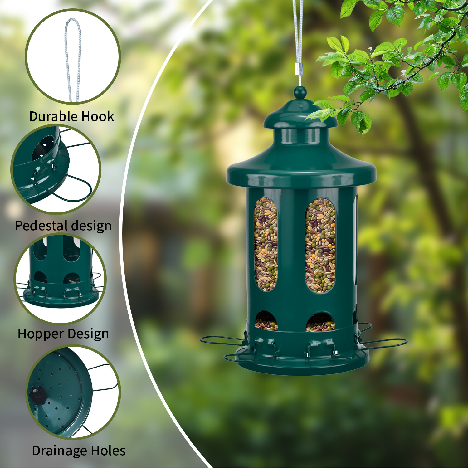 b Shop Lantern bird feeder - dark green
