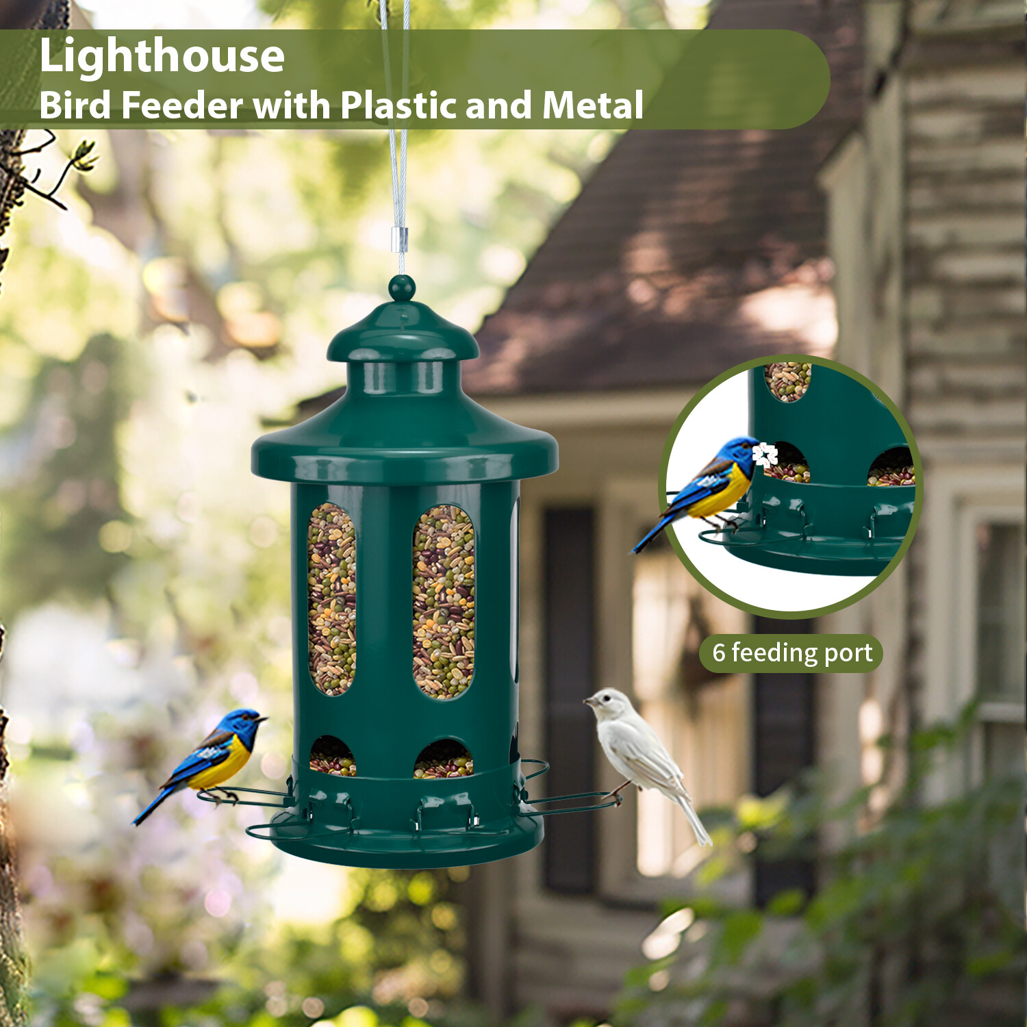 b Shop Lantern bird feeder - dark green