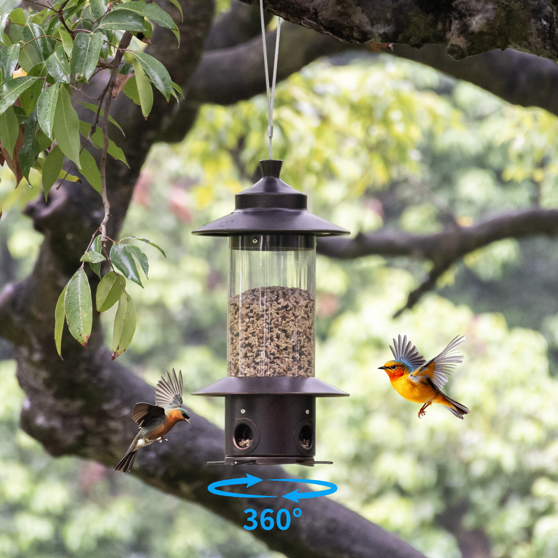 pc tube brown bird feeder