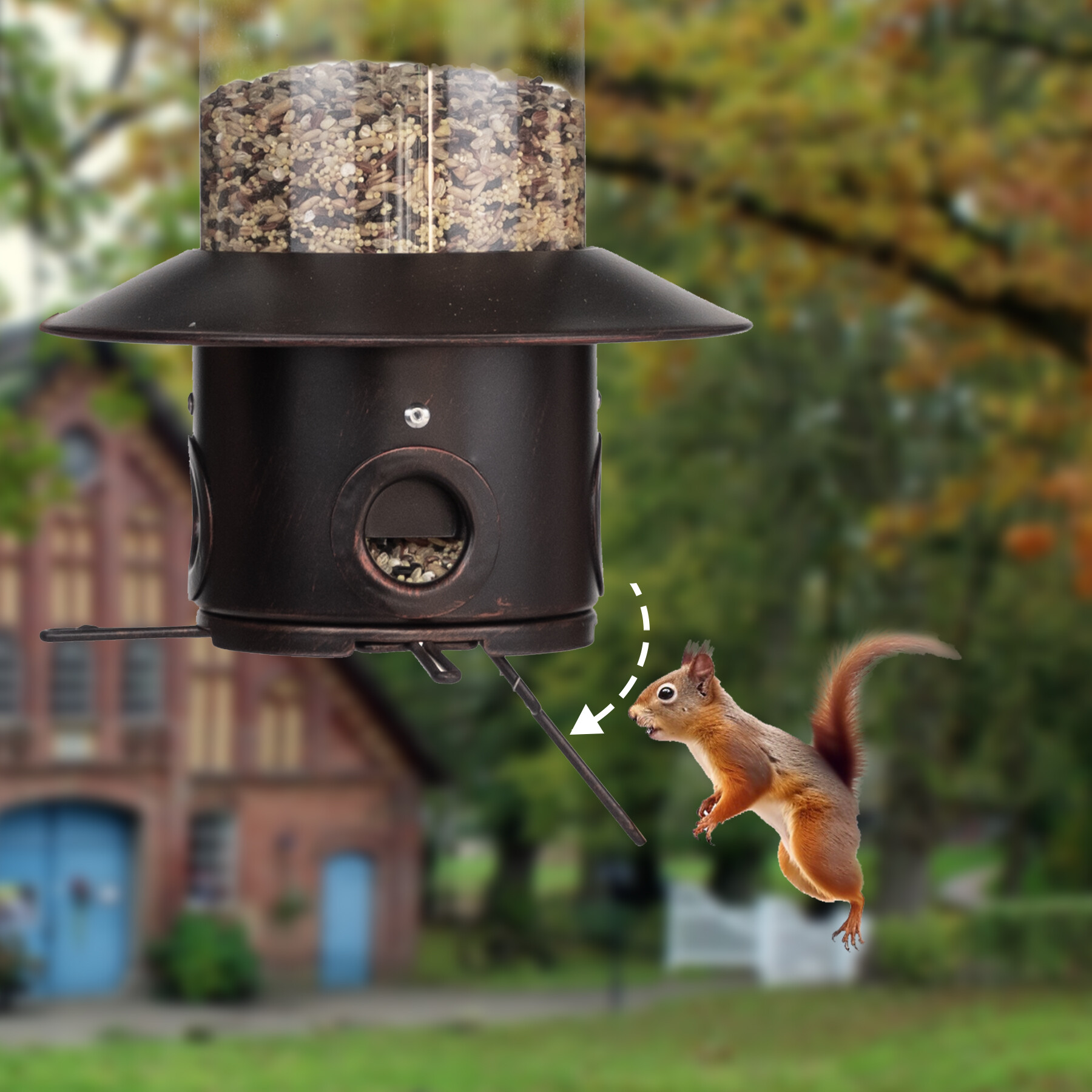 pc tube brown bird feeder