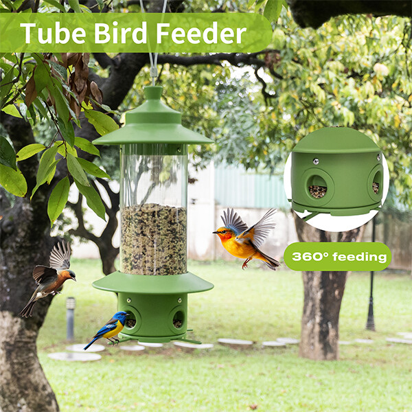 pc tube light green bird feeder