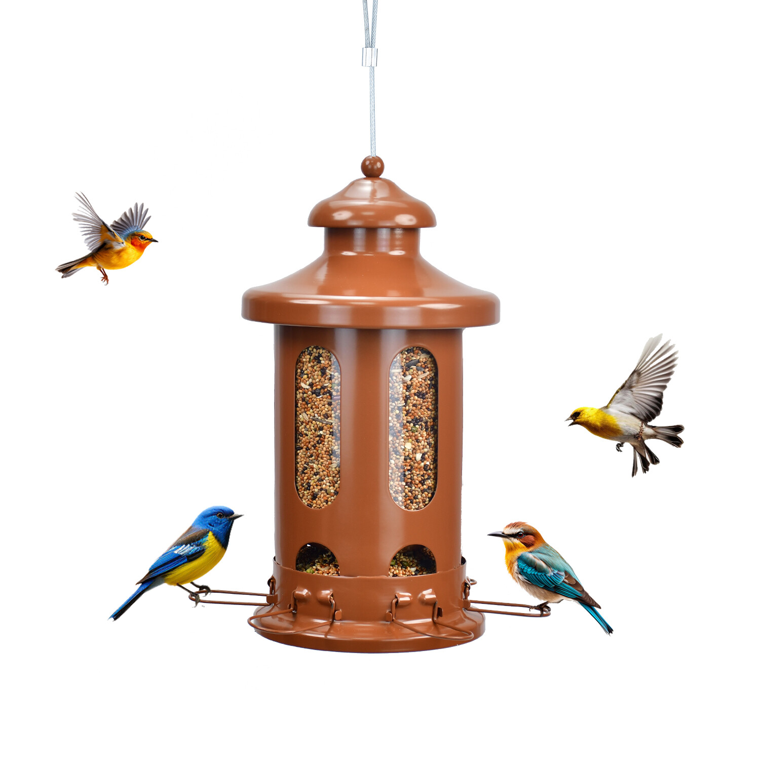 Pitoutfir lantern bird feeder a red copper color