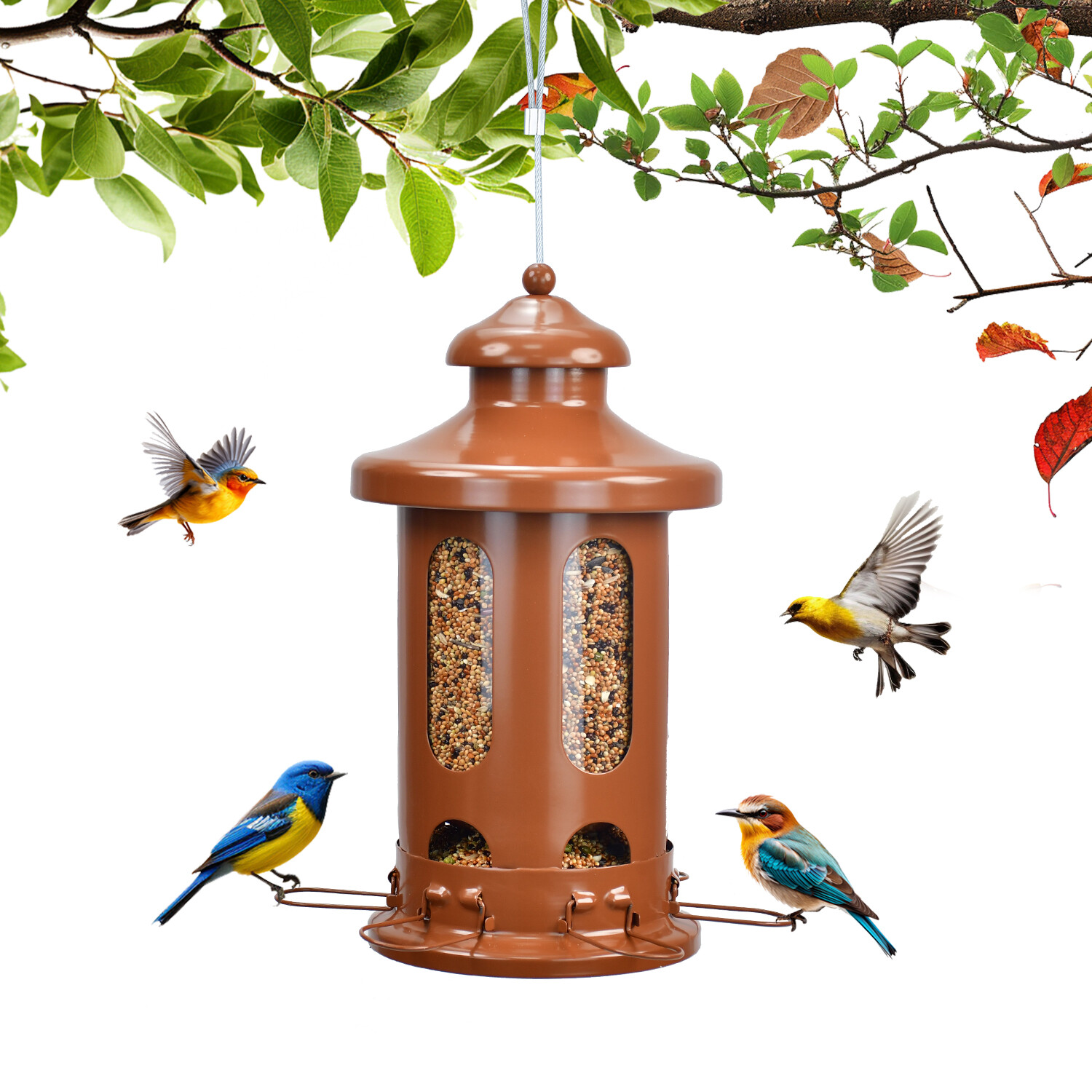 Pitoutfir lantern bird feeder a red copper color