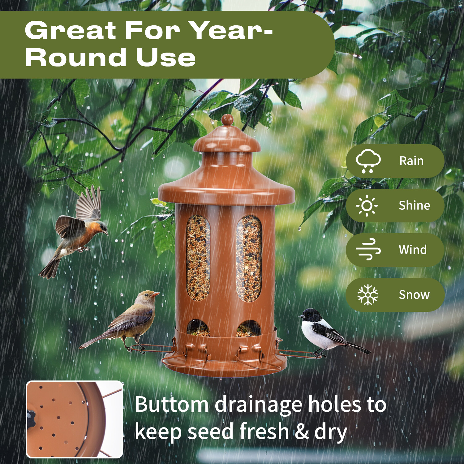 Pitoutfir lantern bird feeder a red copper color