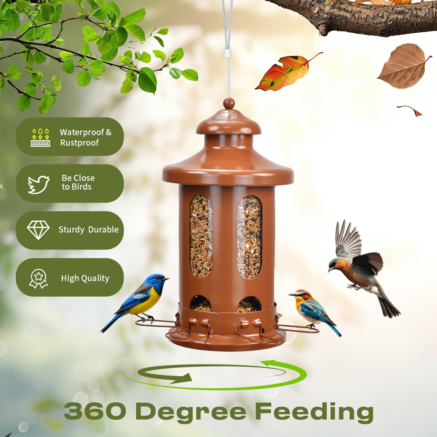 Pitoutfir lantern bird feeder a red copper color