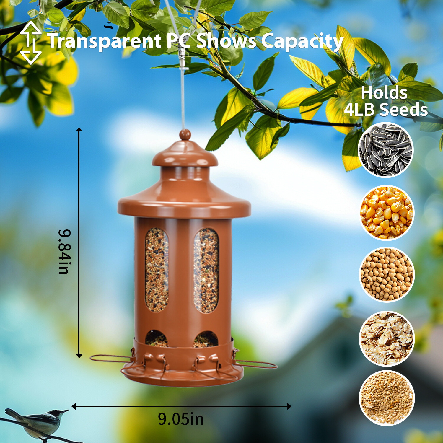 Pitoutfir lantern bird feeder a red copper color