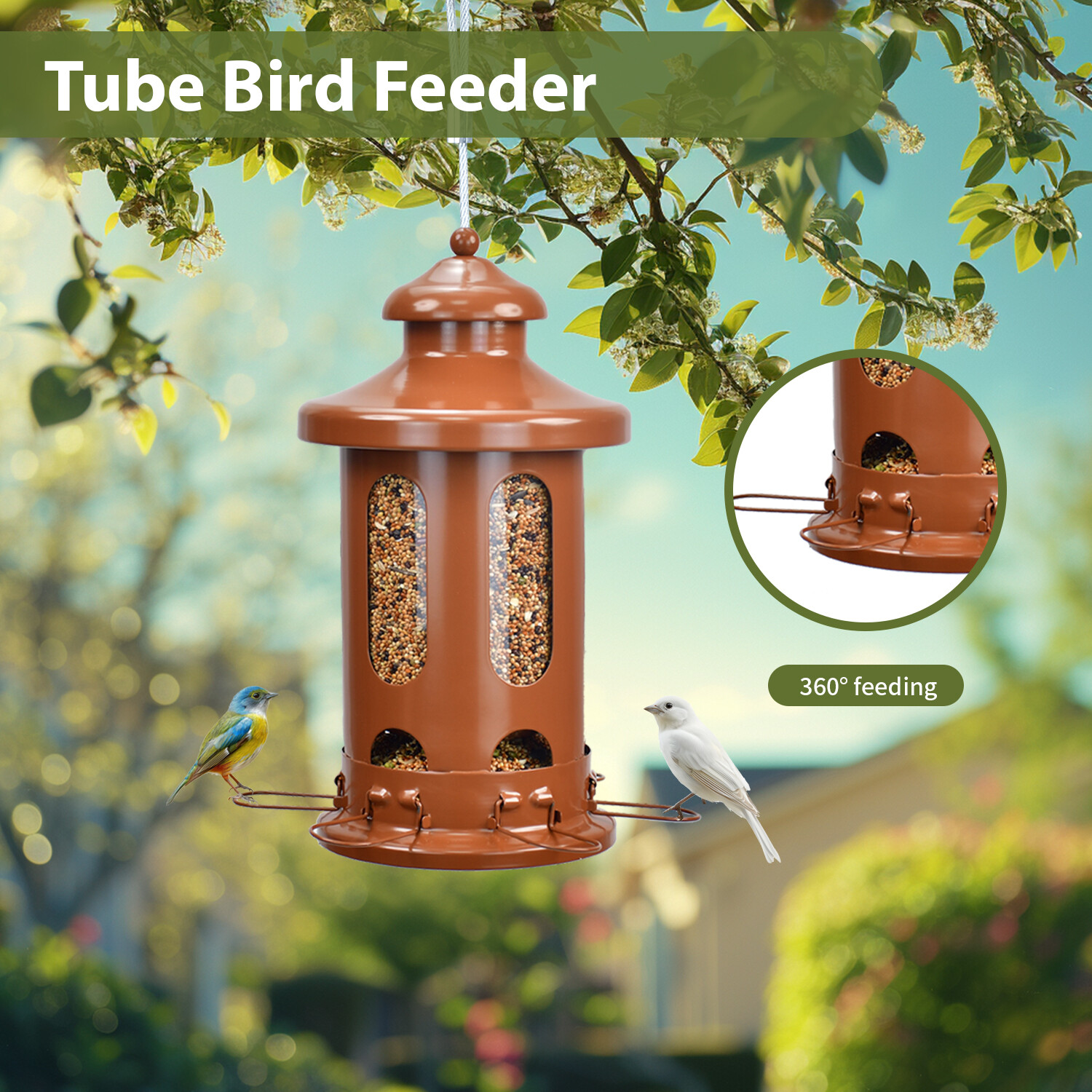 Pitoutfir lantern bird feeder a red copper color