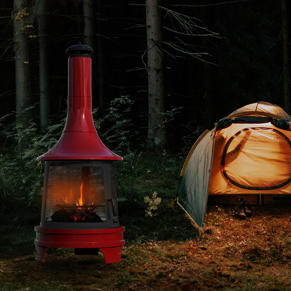 Outdoor barbecue high stove red