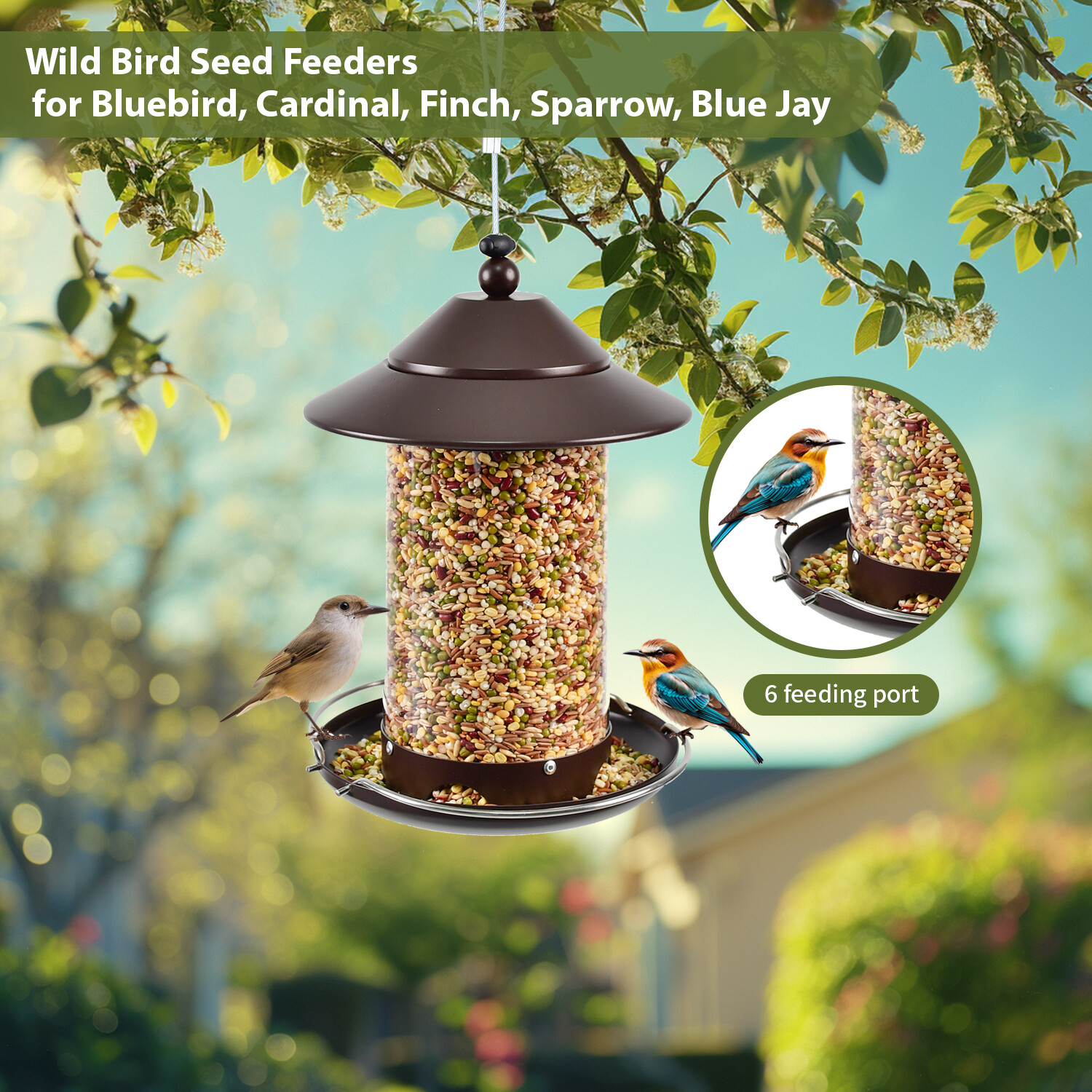 p Shop round tube PC bird feeder - brown