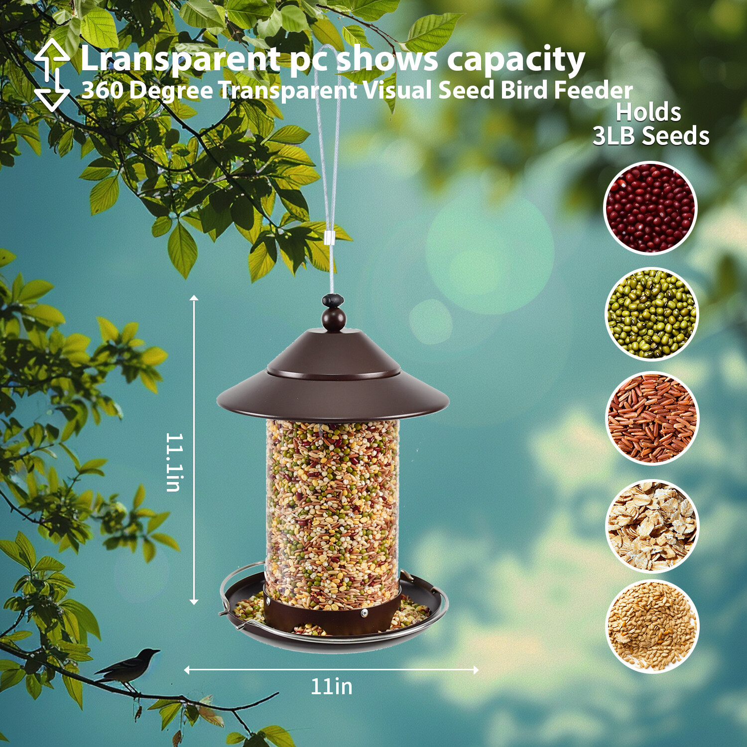 p Shop round tube PC bird feeder - brown