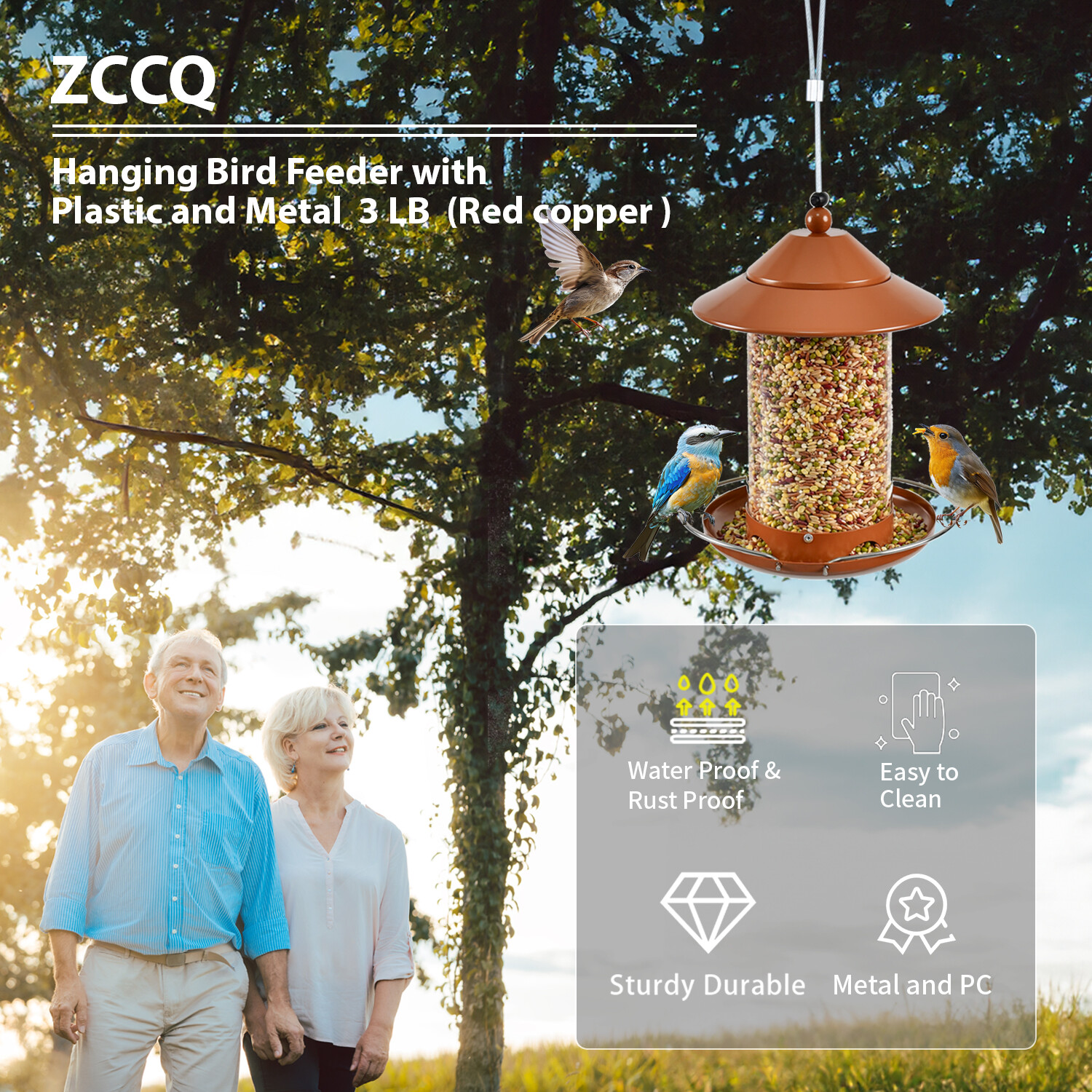 z Shop round tube PC bird feeder - red copper
