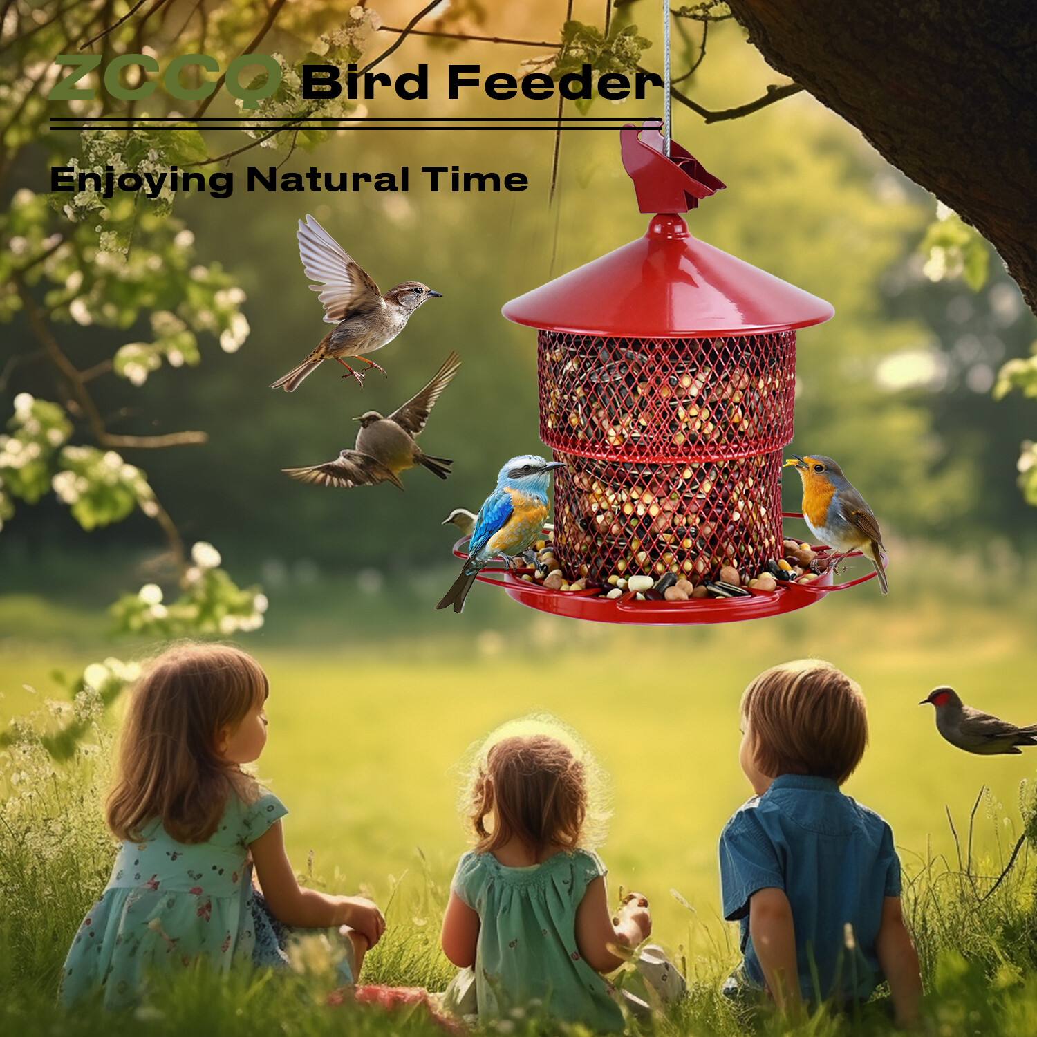 Large red bird feeder