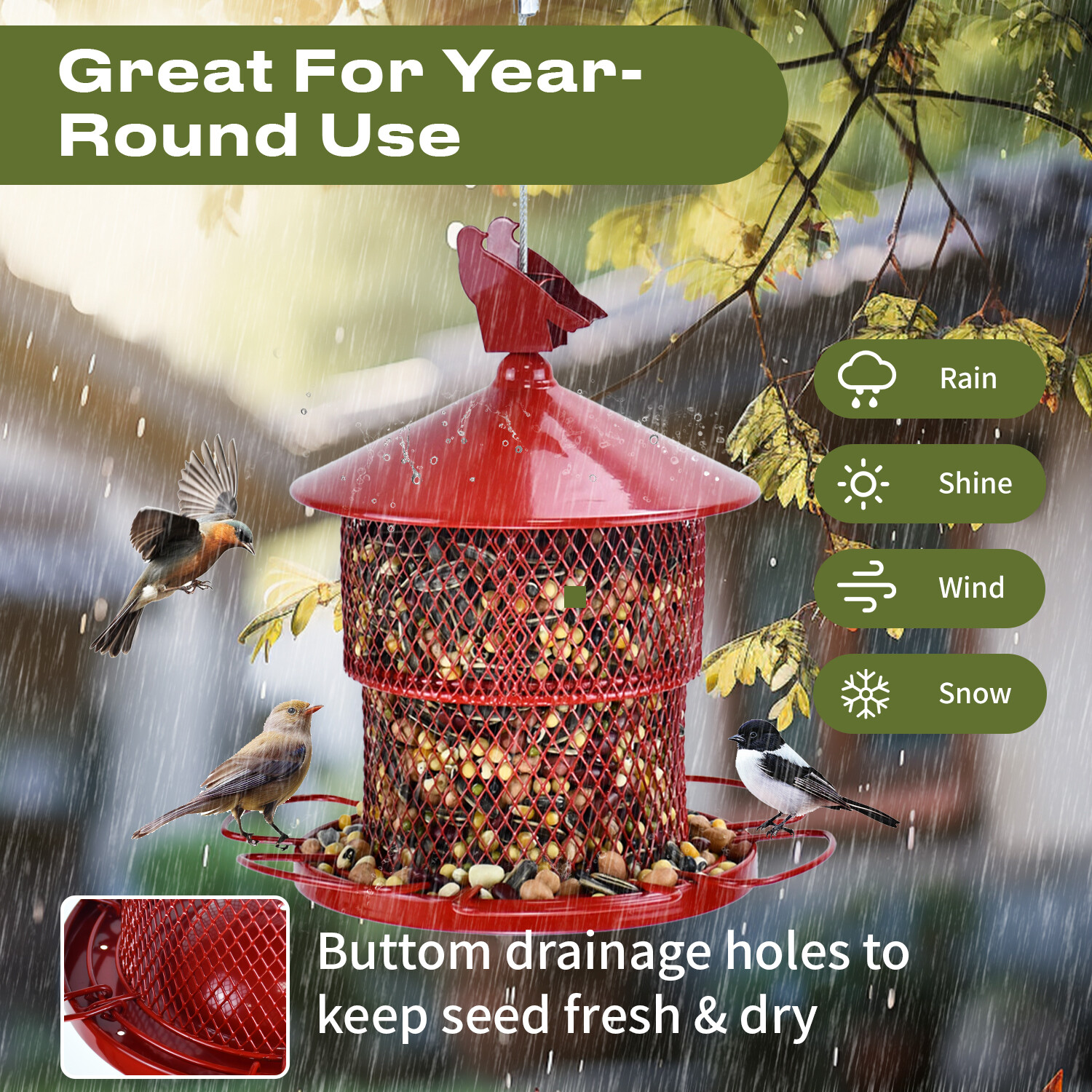 Large red bird feeder