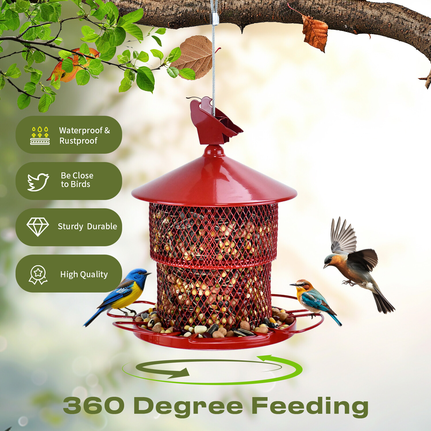 Large red bird feeder