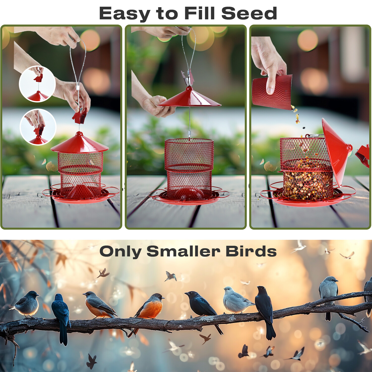 Large red bird feeder