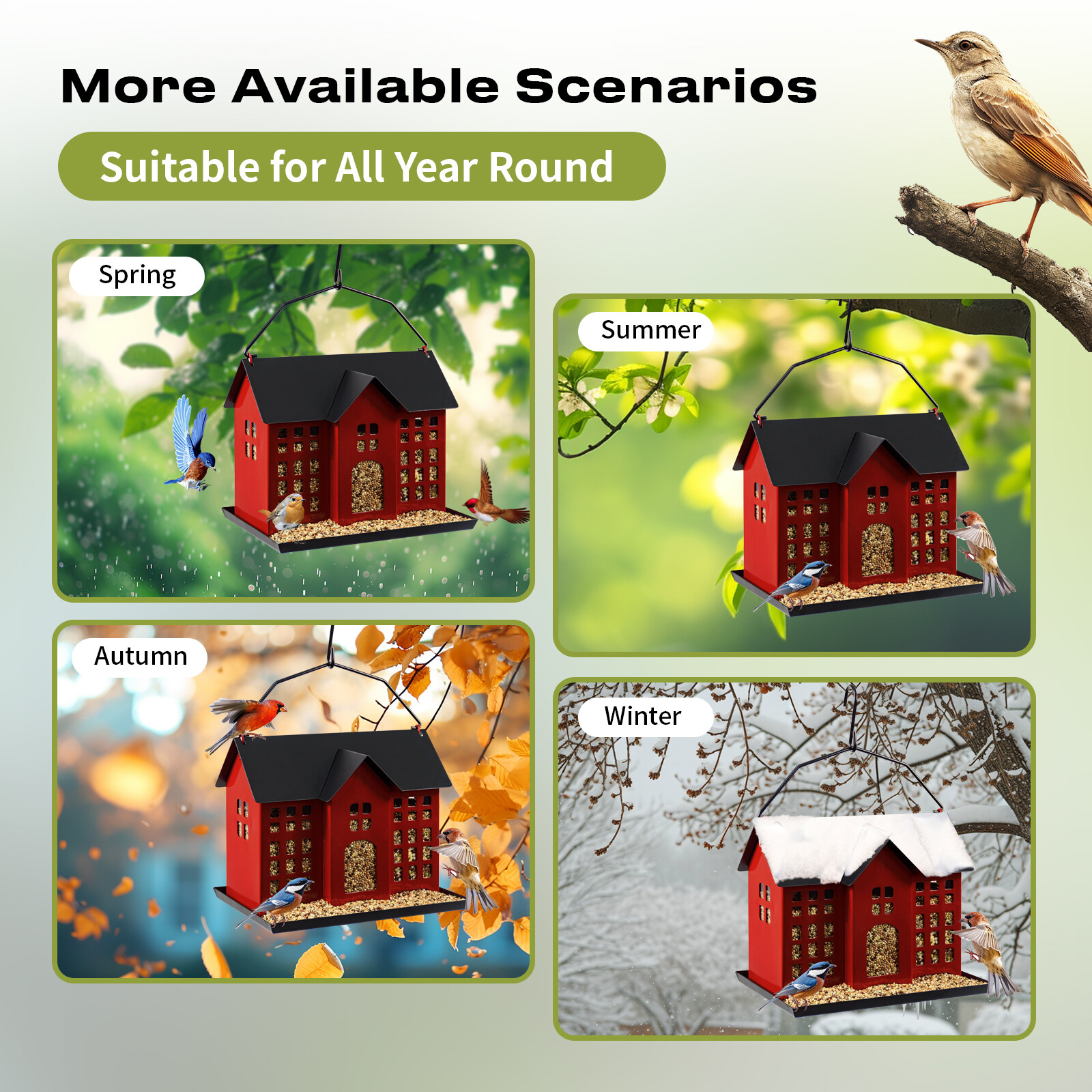 Black and red two-color house bird feeder picture