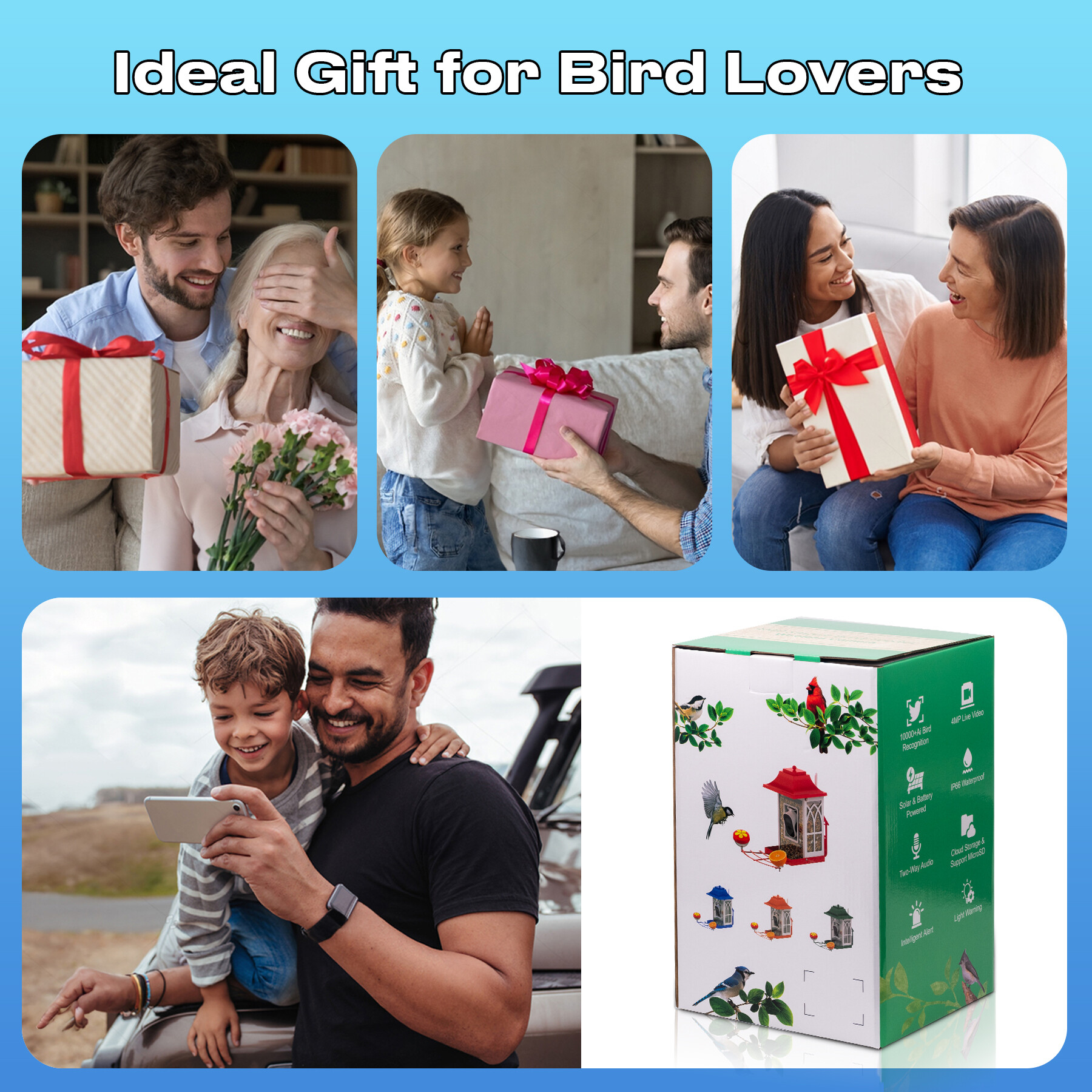 Red smart bird feeder