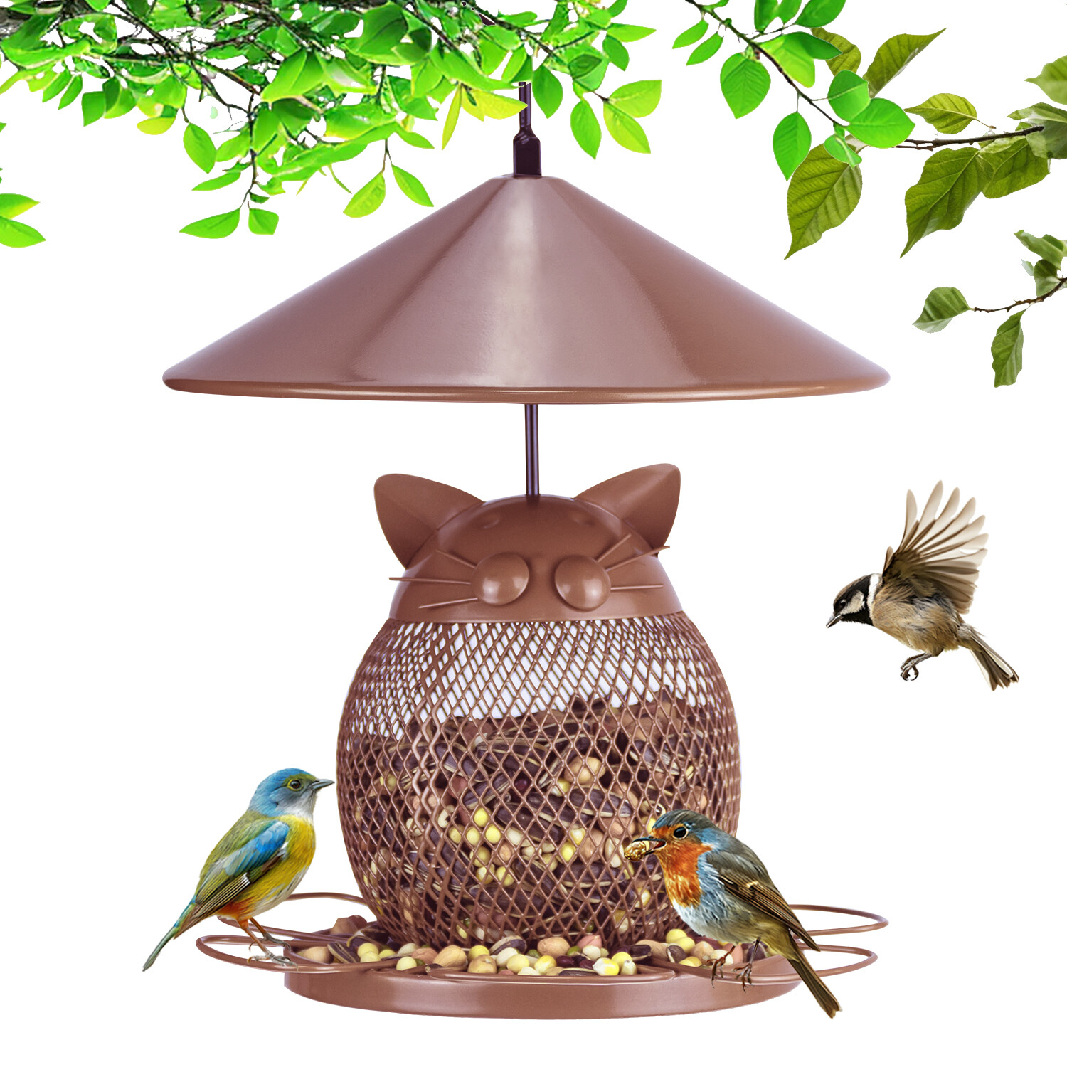 Copper owl bird feeder